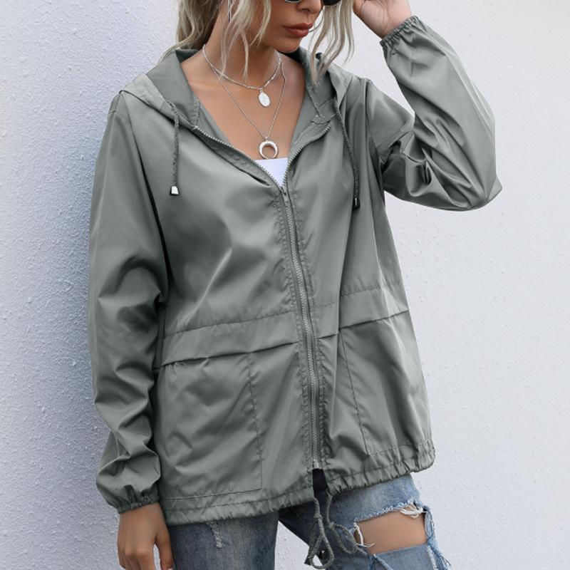 Women's Waterproof Zip-Up Sports Jacket with Hood