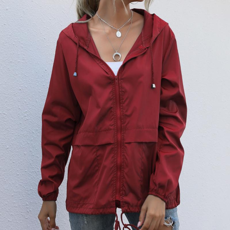 Women's Waterproof Zip-Up Sports Jacket with Hood