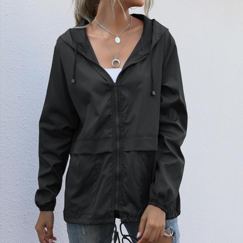 Women's Waterproof Zip-Up Sports Jacket with Hood