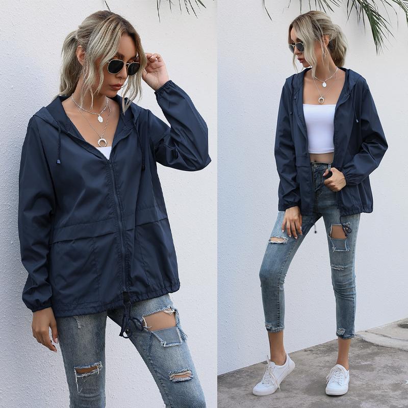 Women's Waterproof Zip-Up Sports Jacket with Hood