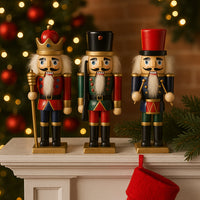 Wooden Nutcracker Figures - 15 cm, Set of 3