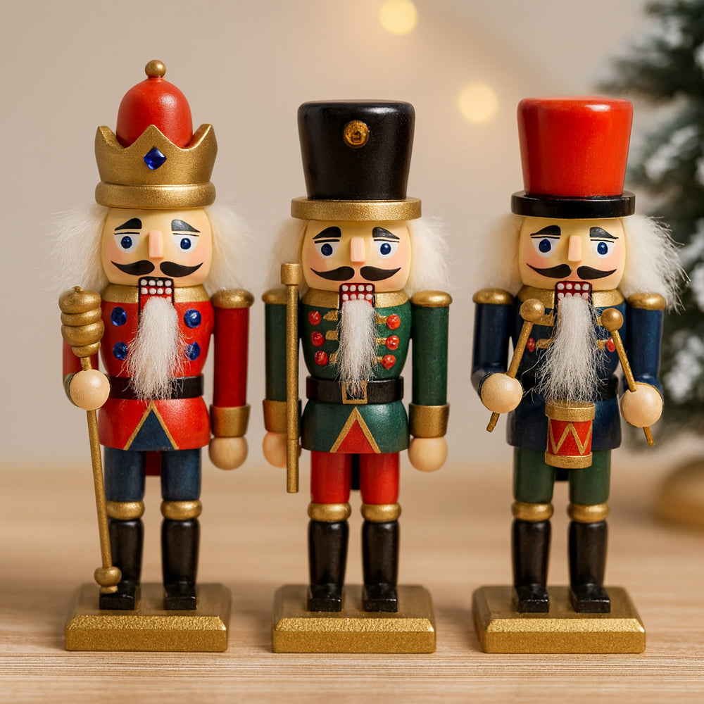 Wooden Nutcracker Figures - 15 cm, Set of 3