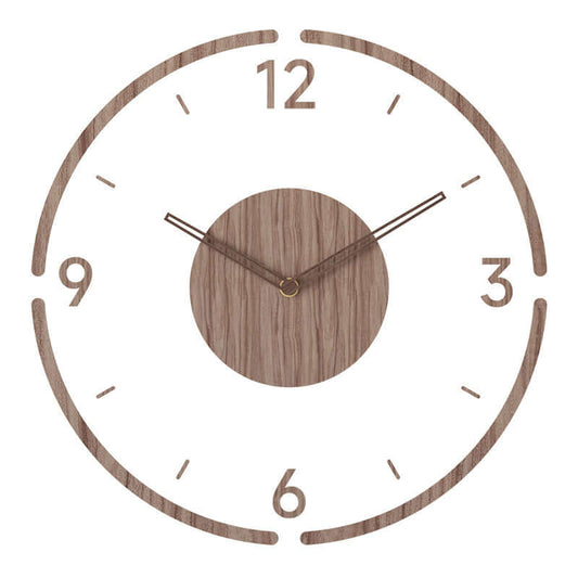 Wooden Wall Clock in Scandinavian Design, Minimalist