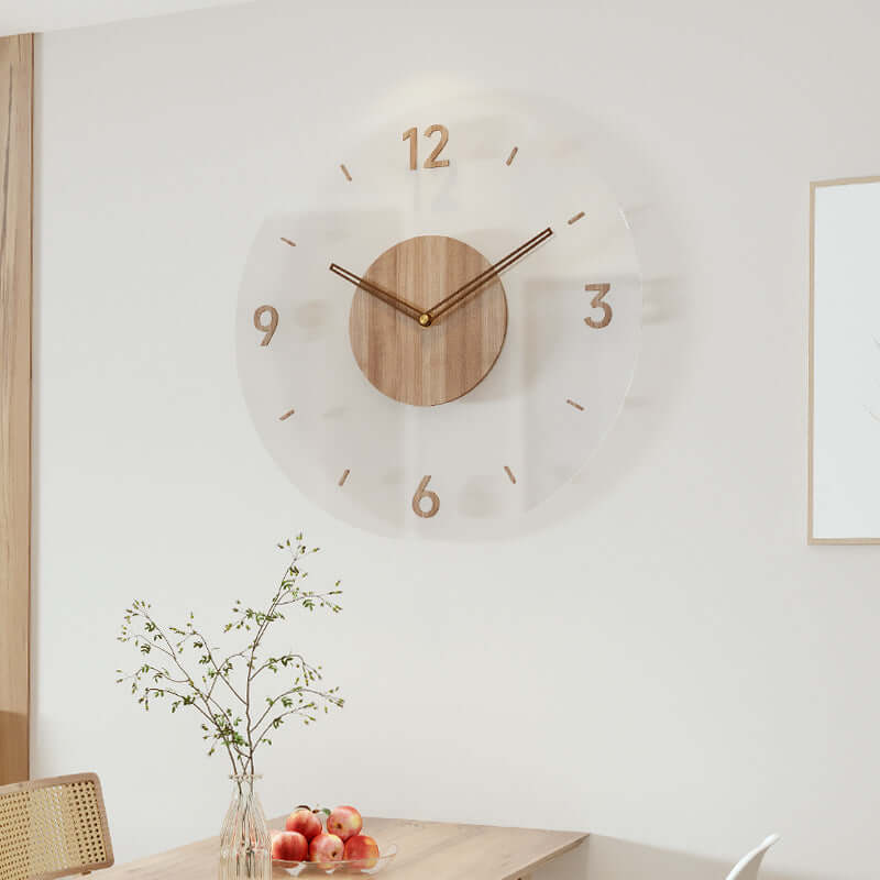 Wooden Wall Clock in Scandinavian Design, Minimalist