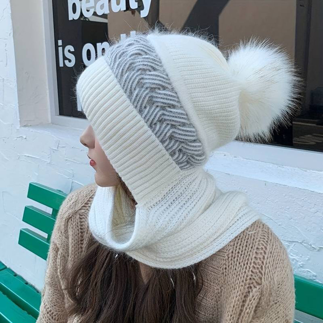 Wool Beanie and Scarf Set with Flexible Fit - Knitted Design for Cold Weather & Everyday Wear